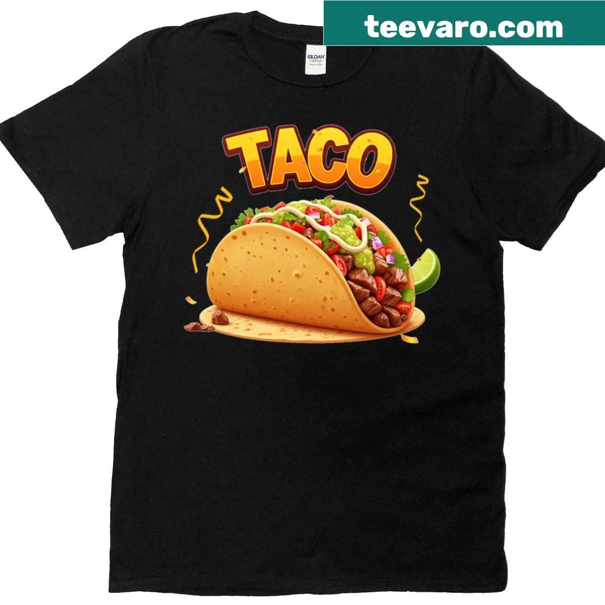 Cartoon taco graphic on a t-shirt — on a men's t-shirt