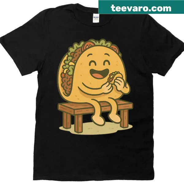 Cartoon taco eating another taco design on a funny T-shirt