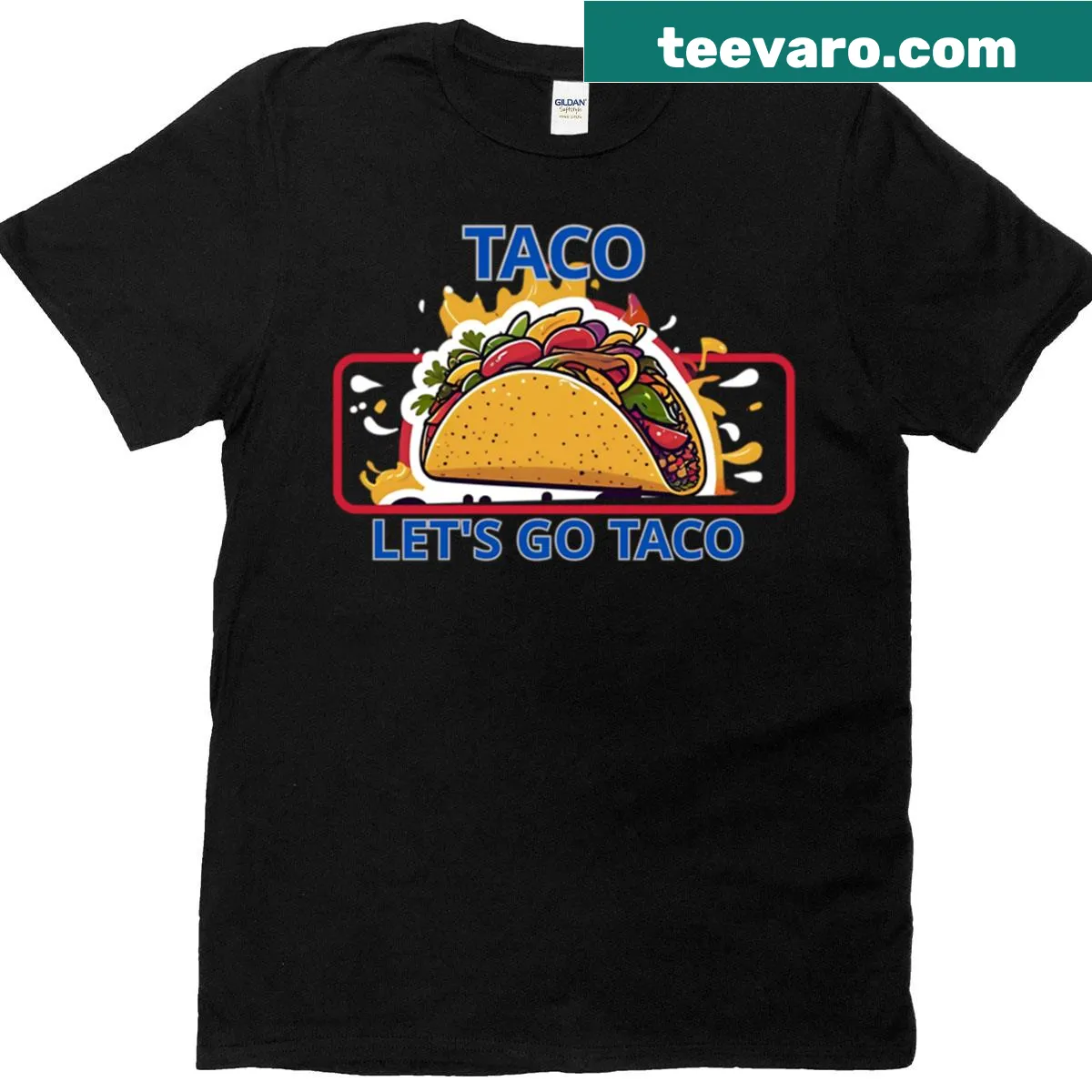 Playful taco character design with text on T-shirt — on a men's t-shirt