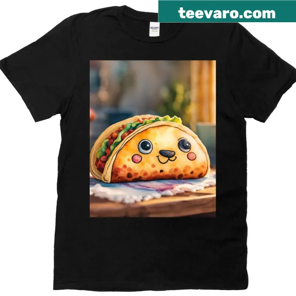 Cute Taco Plushie Graphic T-shirt with whimsical taco design