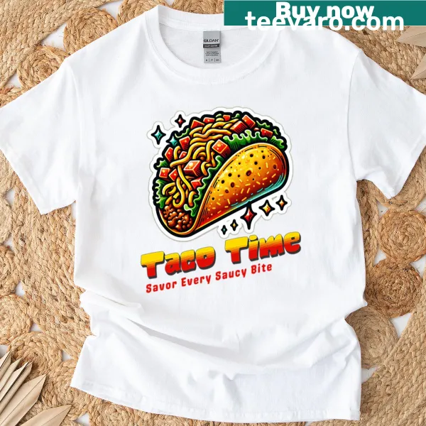 Lively typography celebrating Taco Time on a T-shirt