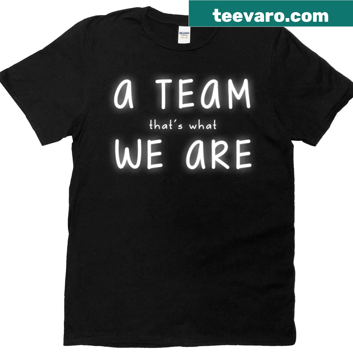 Oversized Team We Are t-shirt with playful typography — on a men's t-shirt