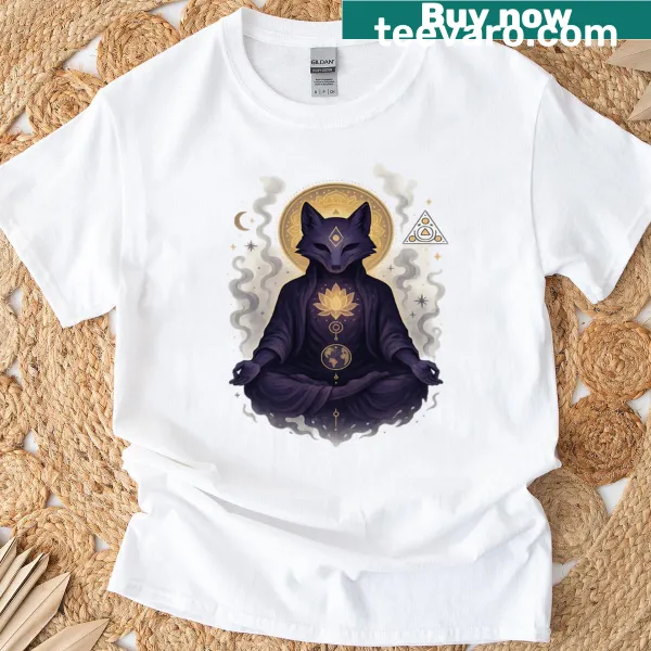 Cosmic-themed illustration of a fox on T-shirt