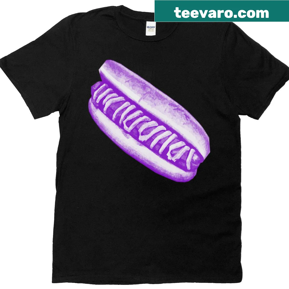 Humorous hotdog graphic T-shirt — on a men's t-shirt