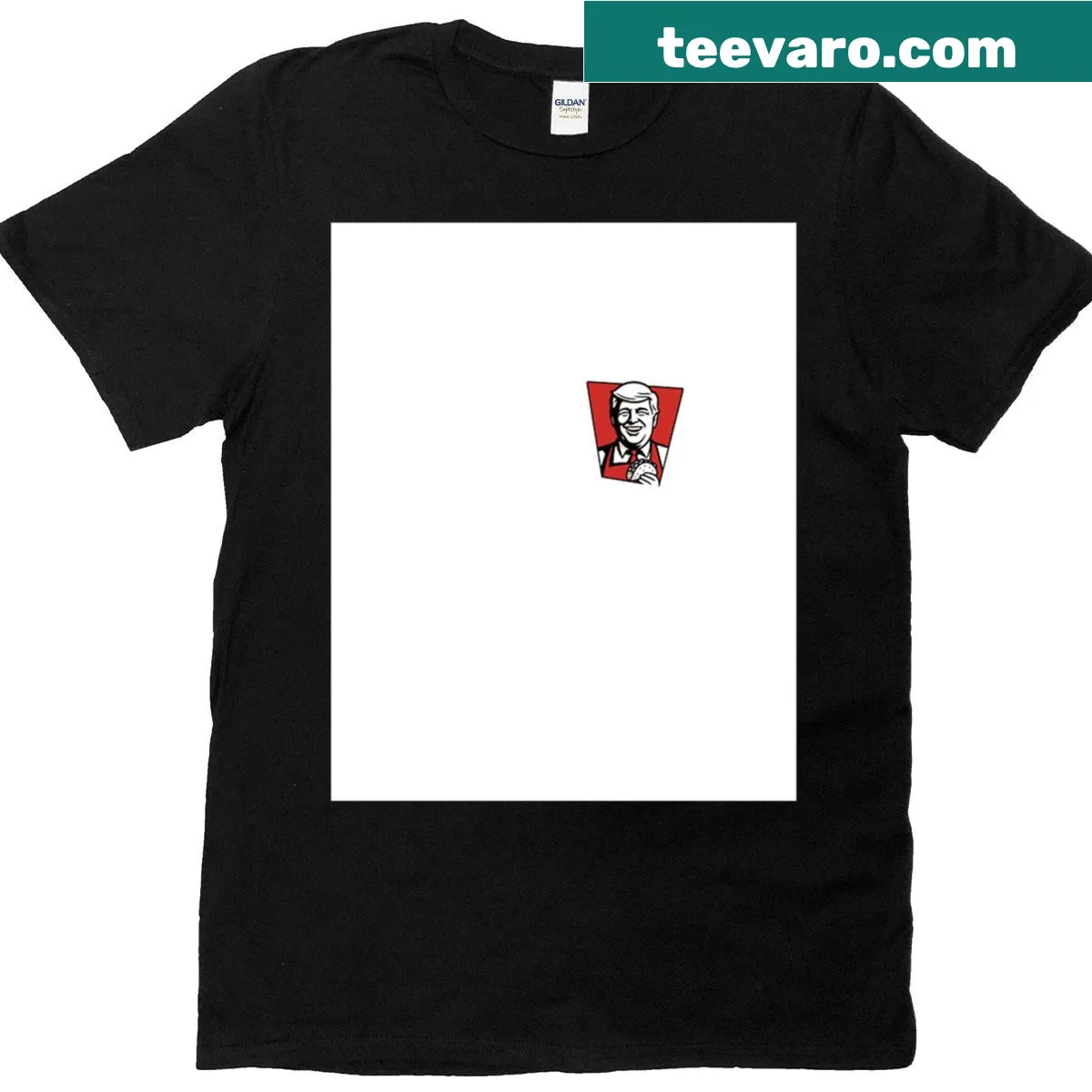 T-shirt featuring a taco truck graphic with Trump elements — on a men's t-shirt