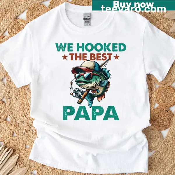 Funny vintage-style t-shirt for dads with fishing theme
