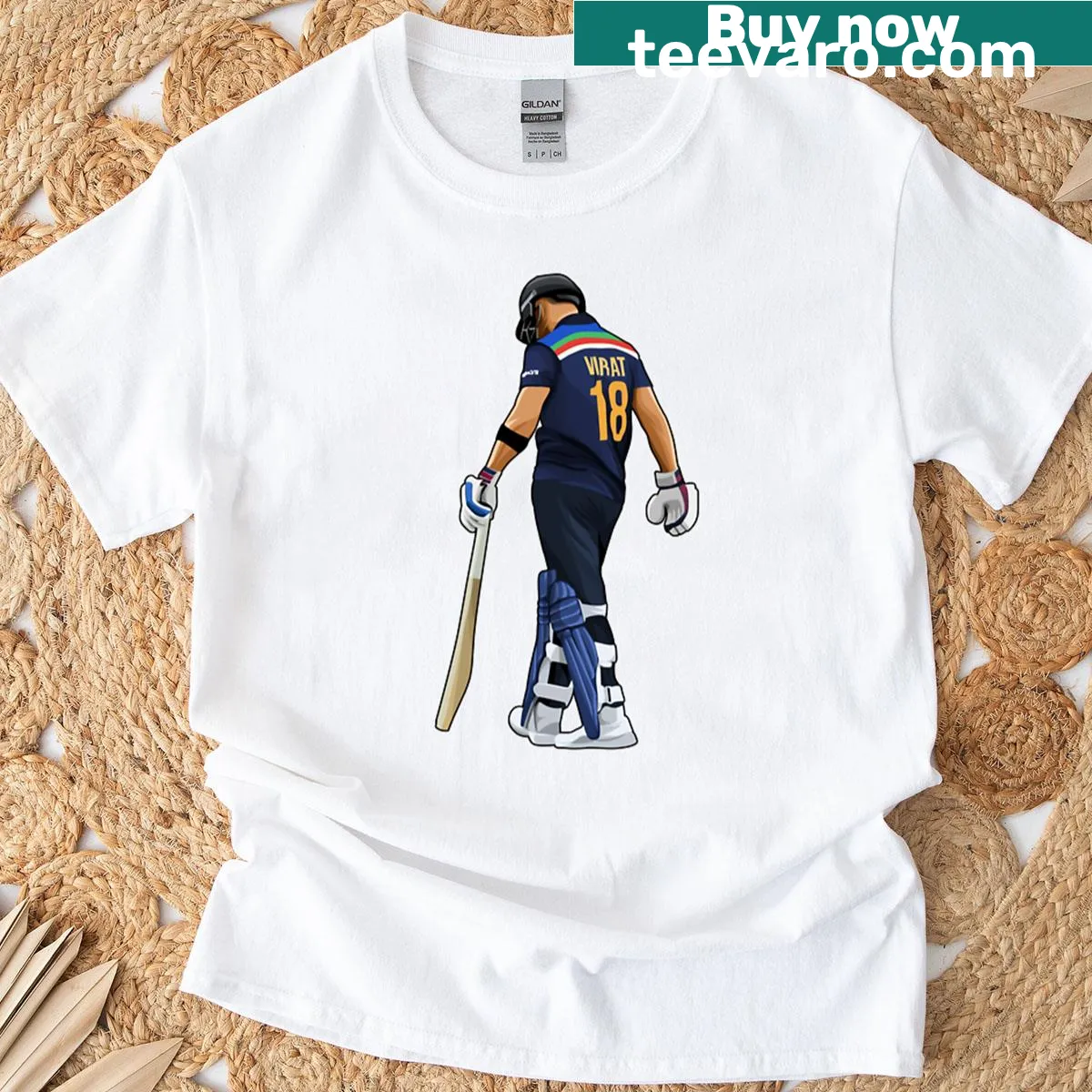Virat Kohli 18 Walks Back T-shirt featuring bold typography — on a men's t-shirt