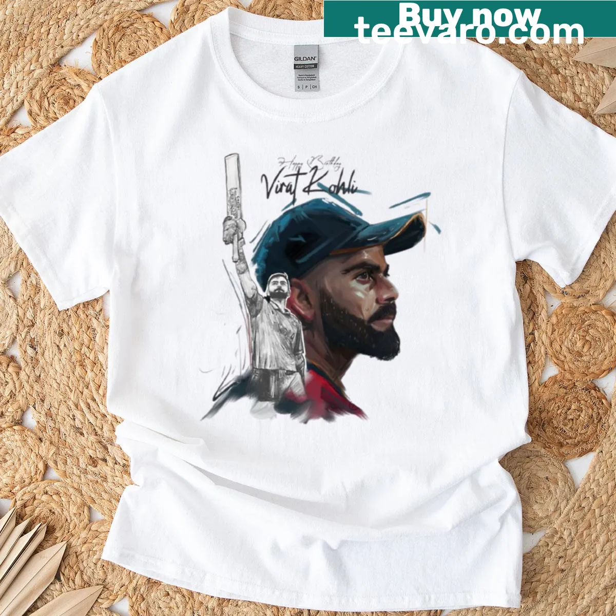 T-shirt honoring Virat Kohli as a cricket legend — on a men's t-shirt