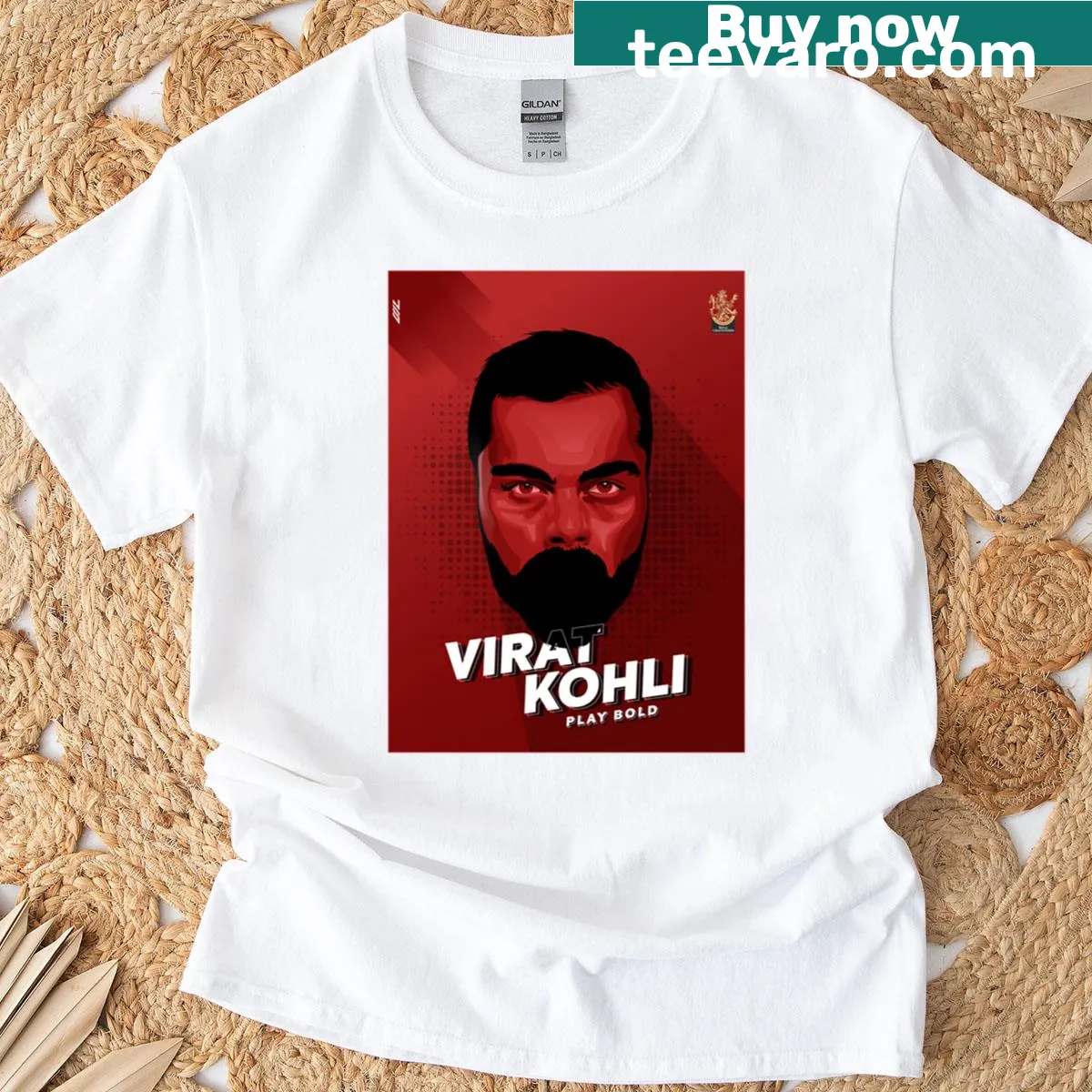 Royal Challengers Bangalore T-shirt with Virat Kohli's name — on a men's t-shirt