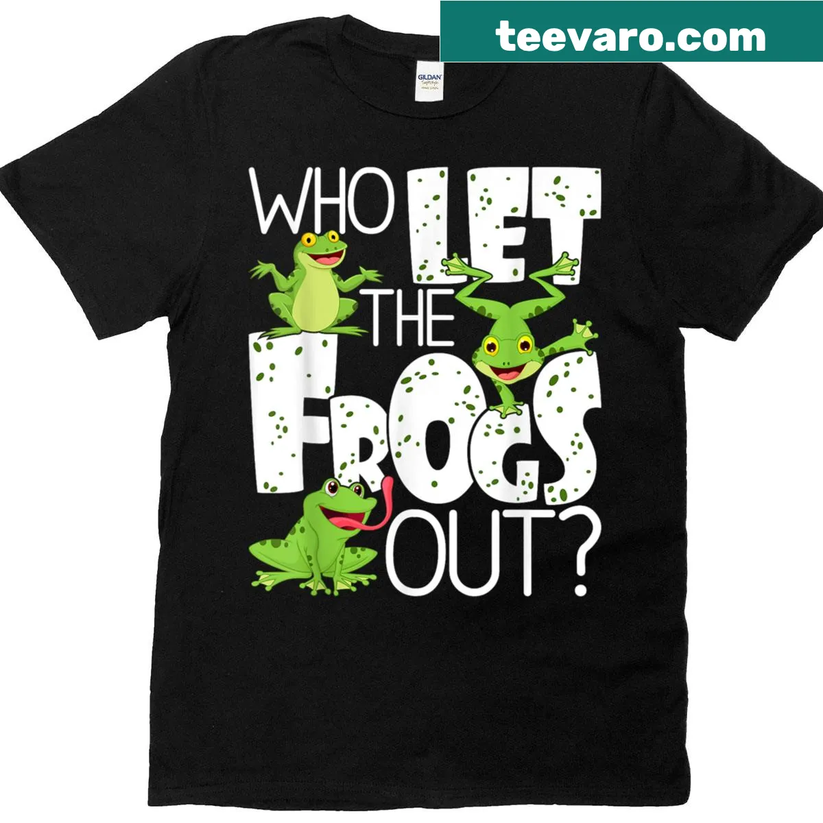 Funny frog-themed t-shirt with a quirky graphic of frogs — on a men's t-shirt