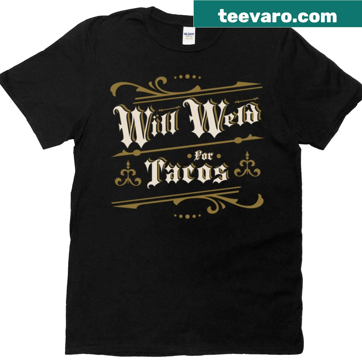 Funny t-shirt with welding and taco graphic — on a men's t-shirt