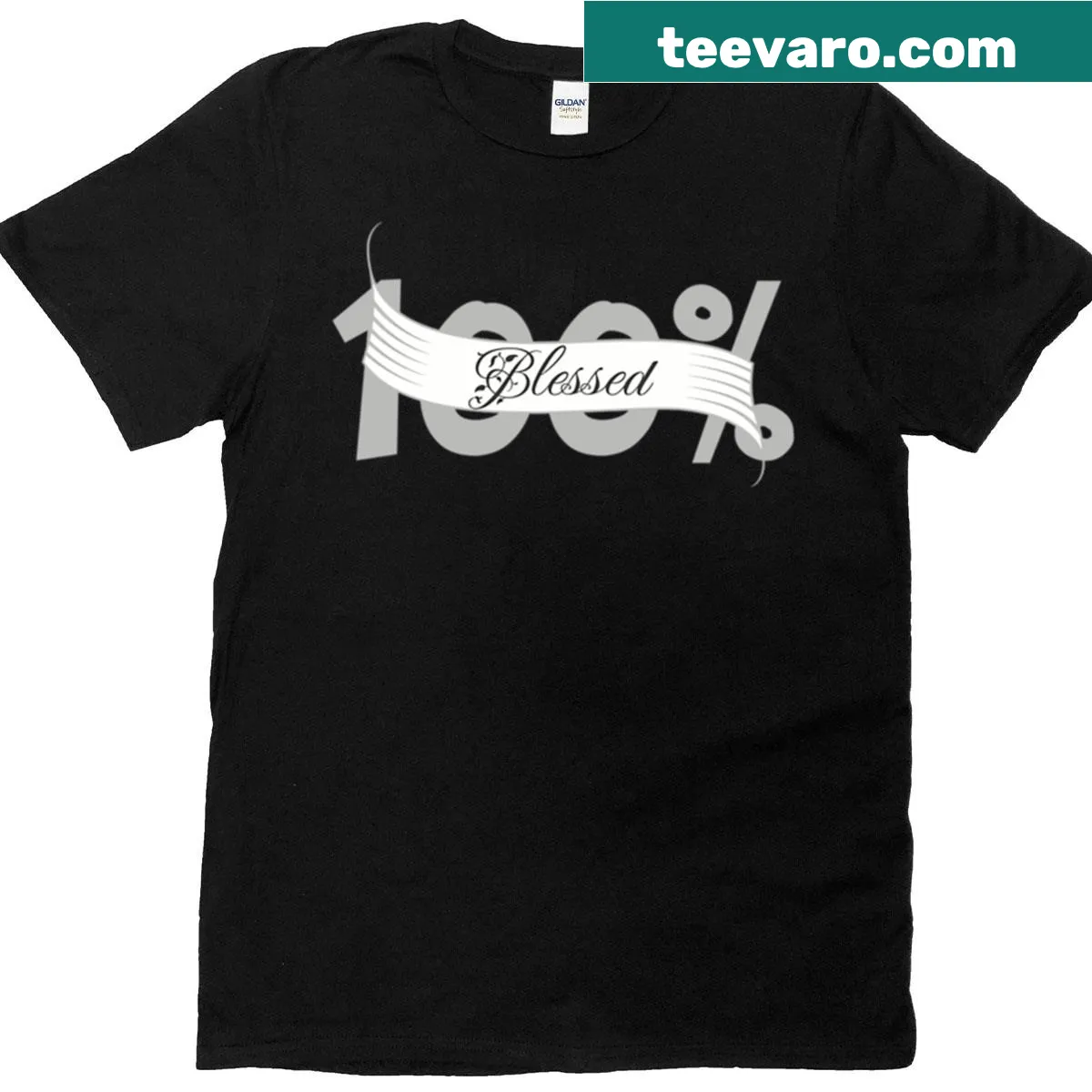 Inspirational '100 Blessed' graphic on a Christian t-shirt — on a men's t-shirt