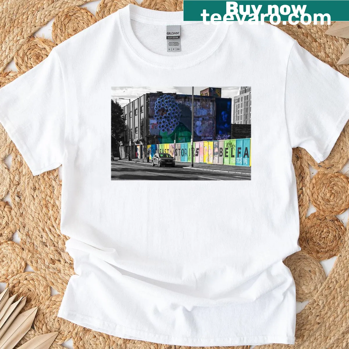 Oversized t-shirt featuring an intricate all-seeing eye design. — on a men's t-shirt