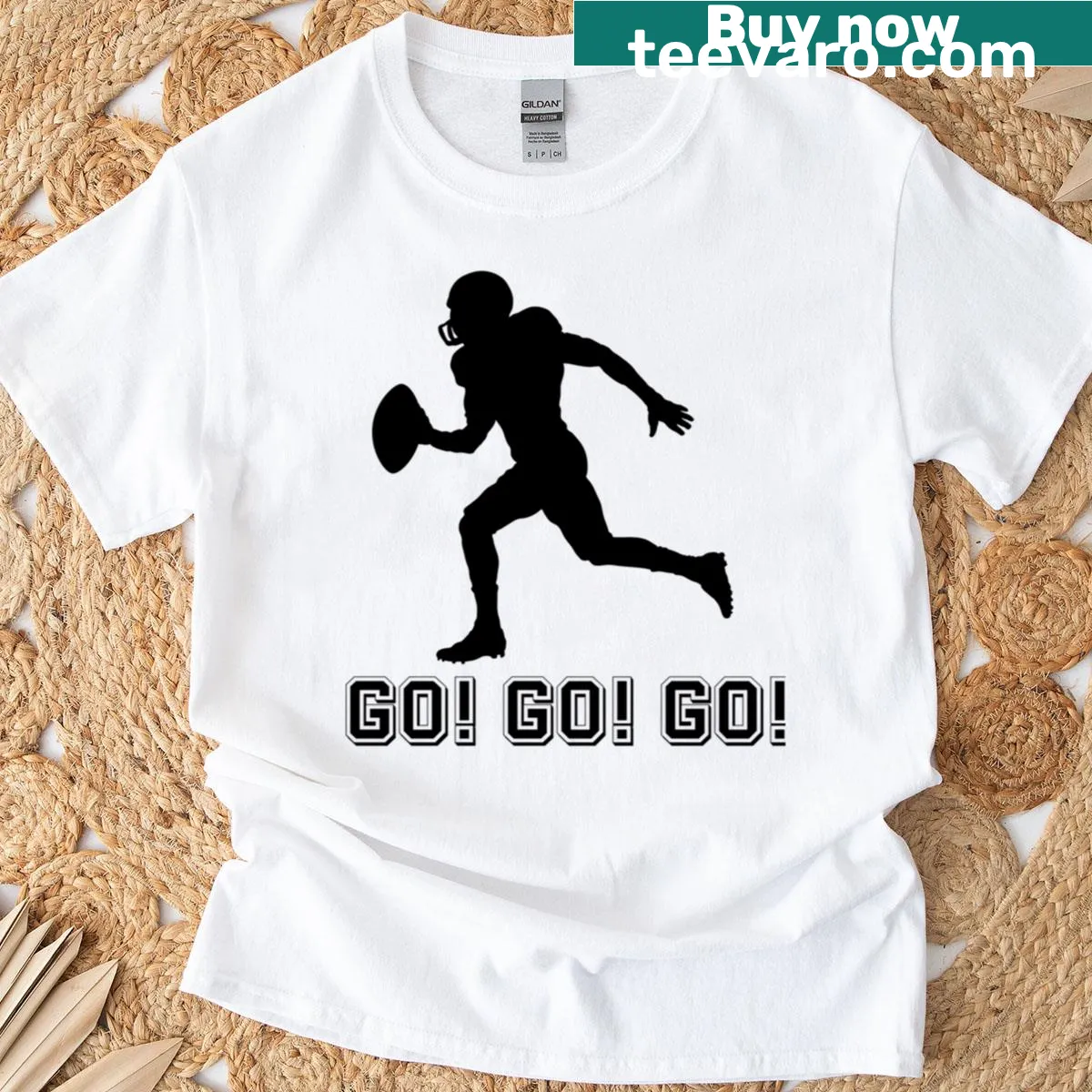 Illustrated football player in action on a sports t-shirt — on a men's t-shirt