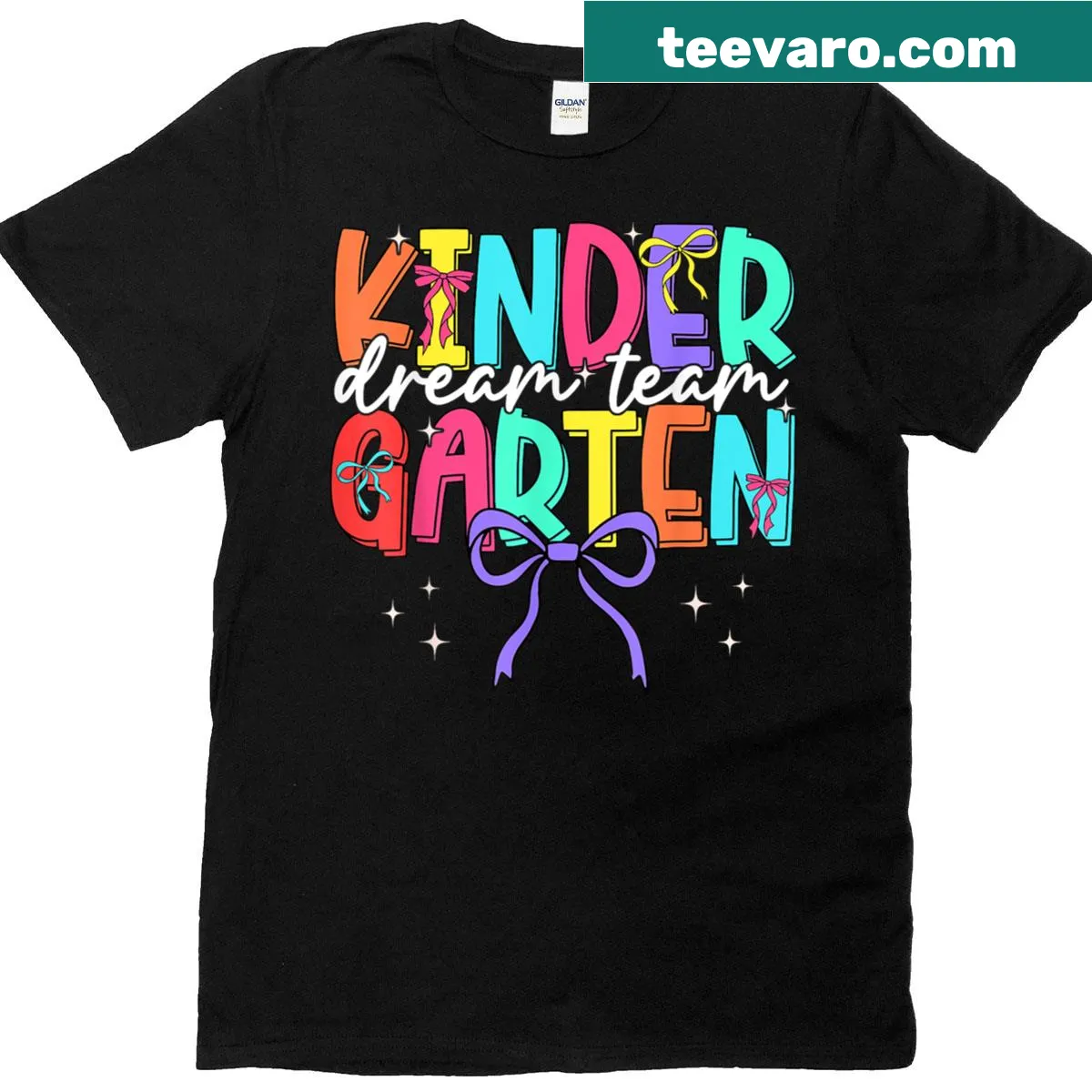 Kindergarten Dream Team Teacher T-shirt with fun typography — on a men's t-shirt