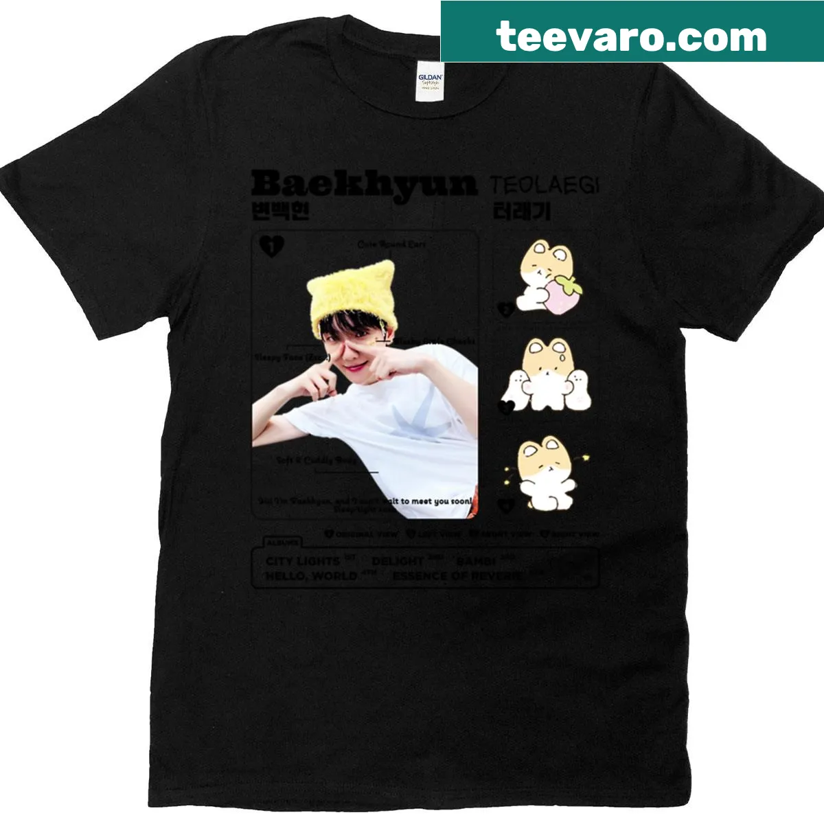 Oversized t-shirt with an illustration of Baekhyun and Teolaegi — on a men's t-shirt