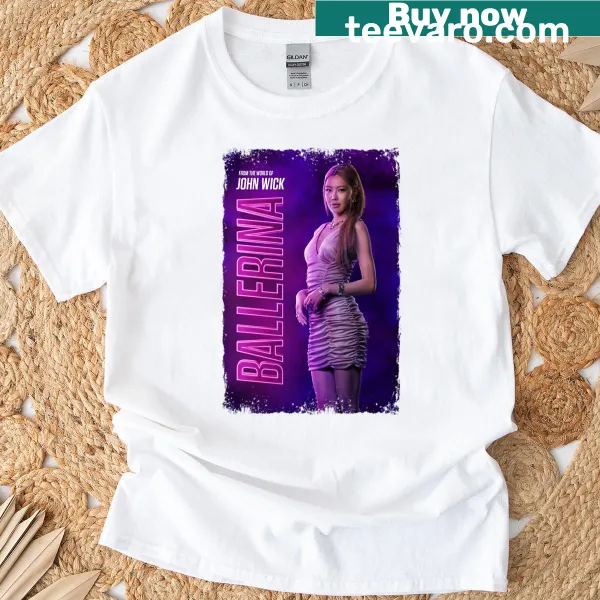 Illustration of a ballerina in mid-pose on a t-shirt