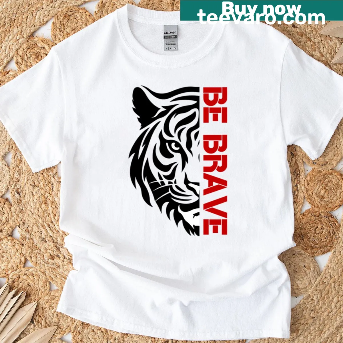 Illustration of a lion's face symbolizing strength on a t-shirt — on a men's t-shirt