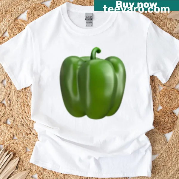 Playful bell pepper emoji graphic on a T-shirt