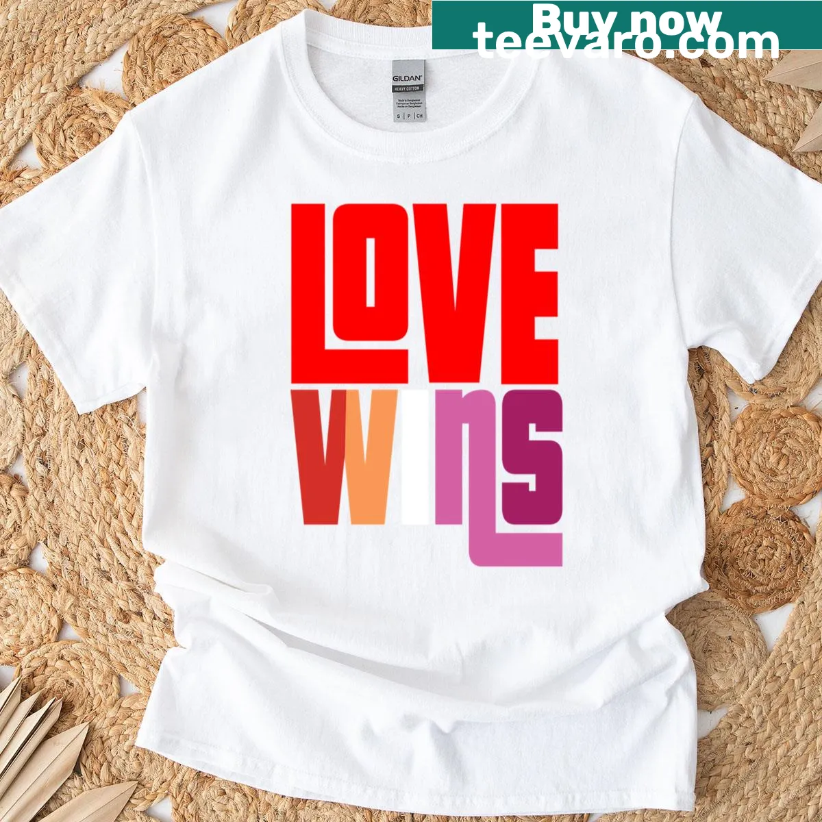 Oversized t-shirt featuring bold typography celebrating bisexual love and pride. — on a men's t-shirt