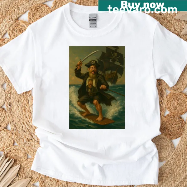 Oversized T-shirt featuring a wakeskater illustration for sports fans.