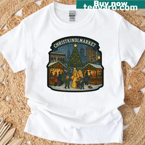 Illustration of Christkindlmarket Chicago on a t-shirt