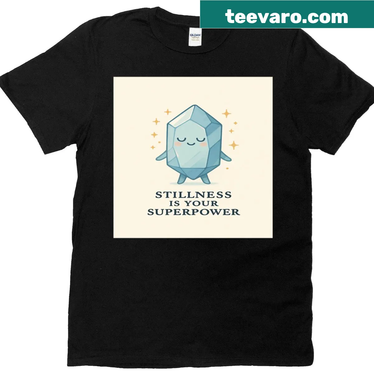 T-shirt with a calming crystal design and inspirational message. — on a men's t-shirt