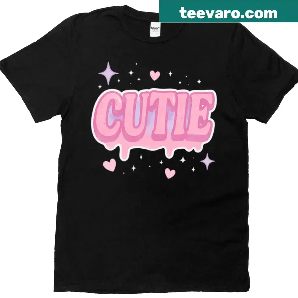T-shirt with playful drippy text in a coquette aesthetic design.