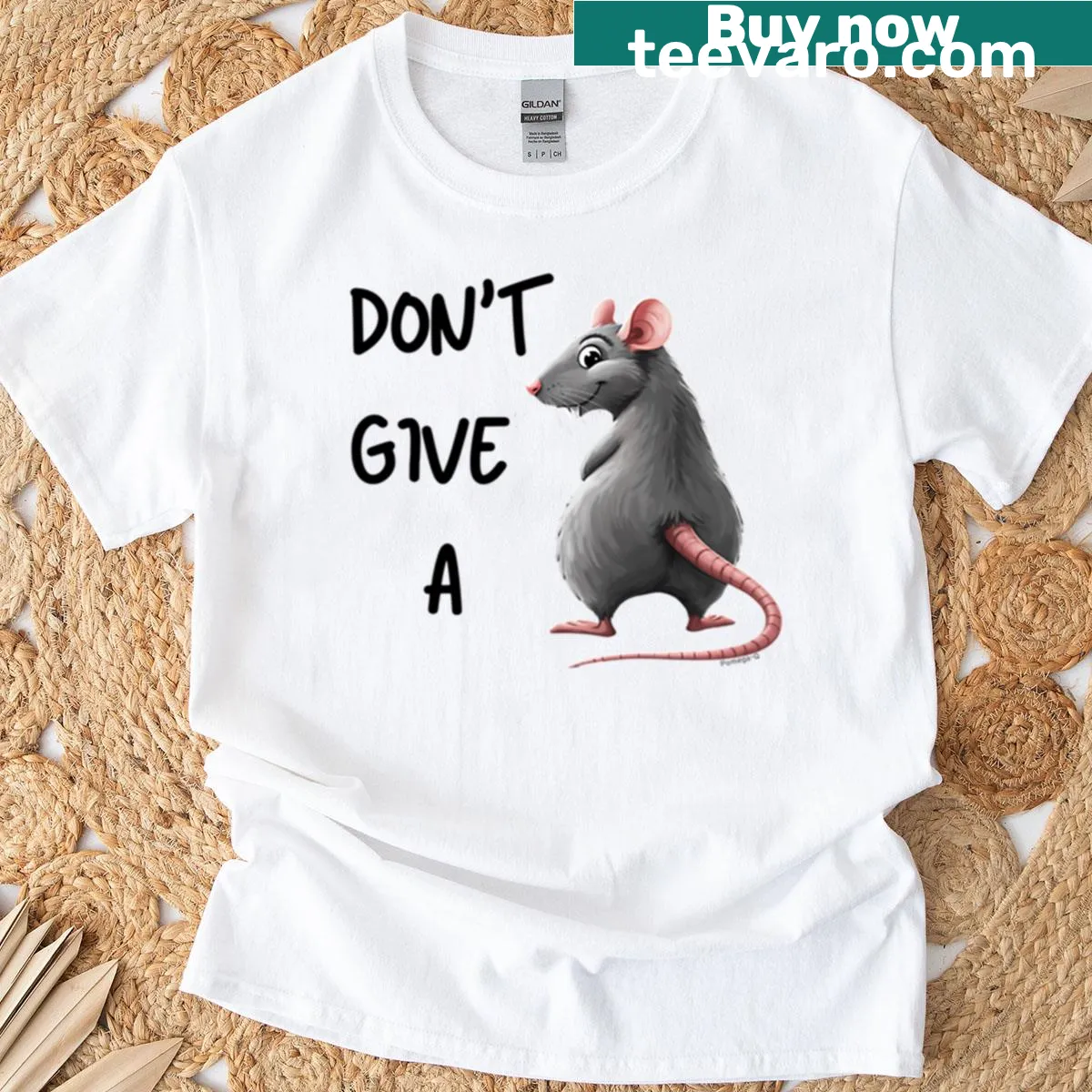 Text saying 'Don't Give A Rats Ass' on a humorous T-shirt — on a men's t-shirt