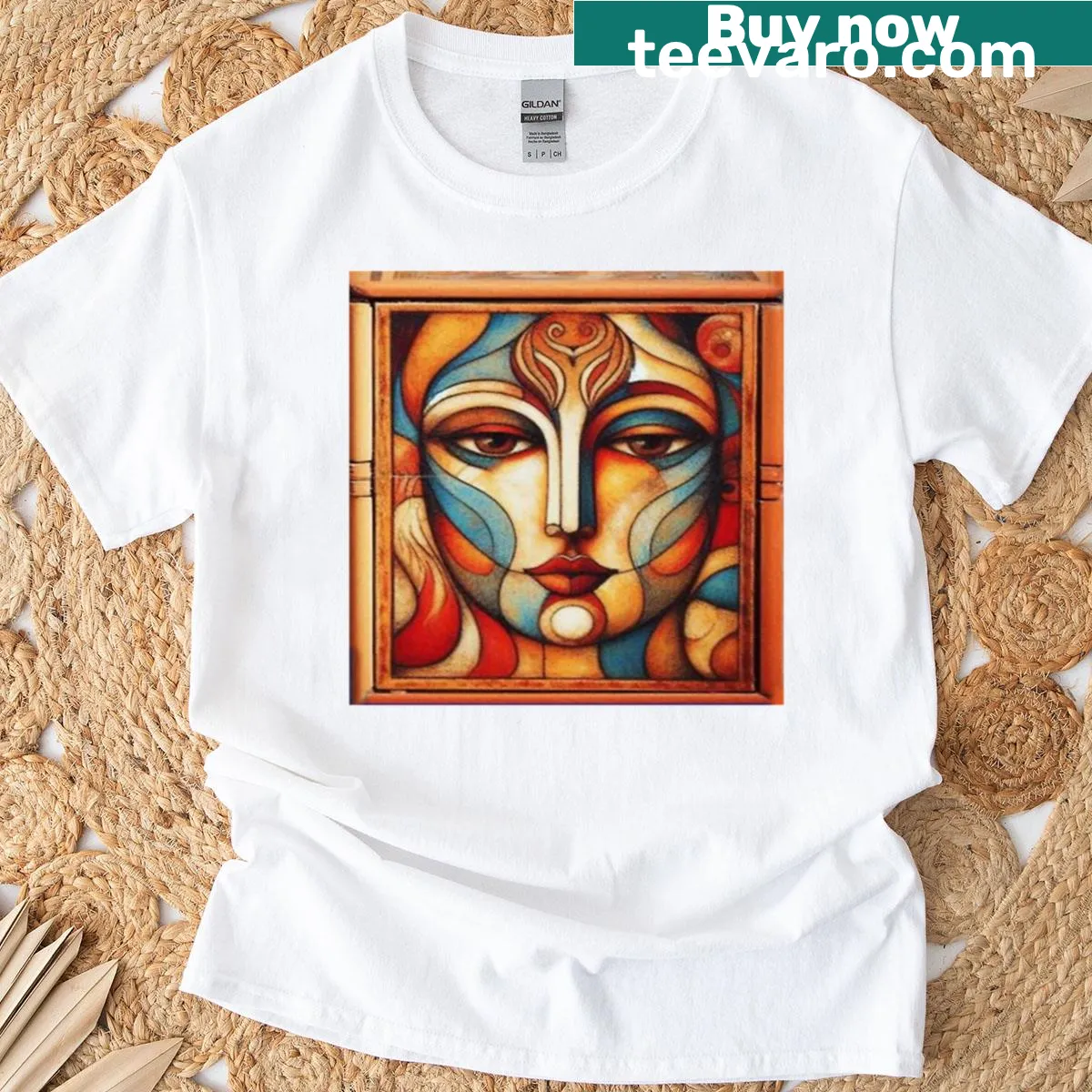 Abstract Face Oversized T-shirt with a creative design reflecting human emotion. — on a men's t-shirt