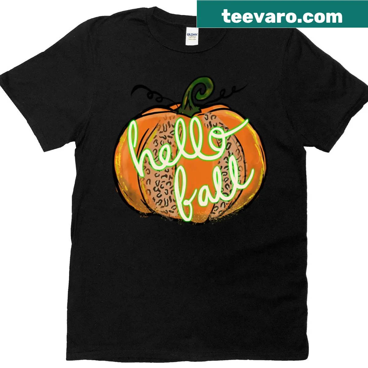 Active t-shirt featuring a lively pumpkin illustration — on a men's t-shirt
