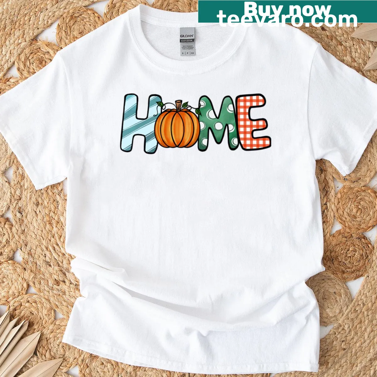 Charming illustrated pumpkin on a t-shirt for fall — on a men's t-shirt