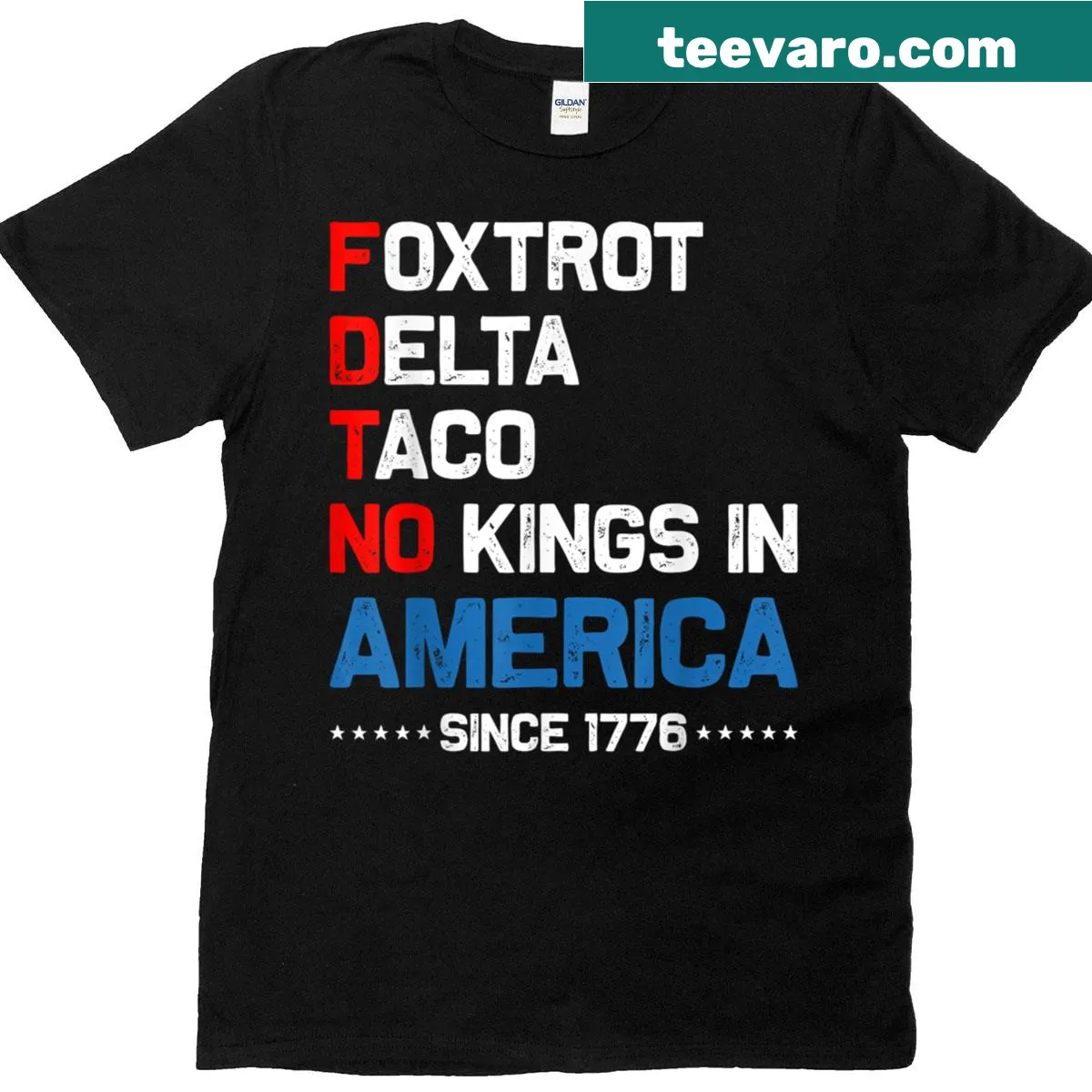Patriotic design with taco imagery and text for July 4th on a T-shirt. — on a men's t-shirt