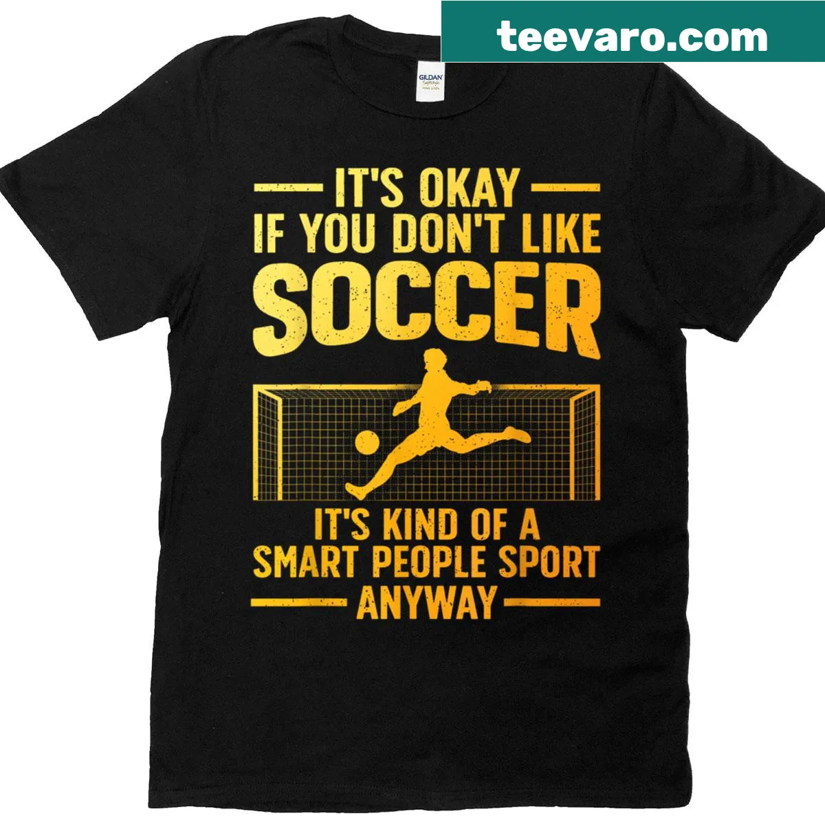 Funny soccer-themed t-shirt with humorous design — on a men's t-shirt