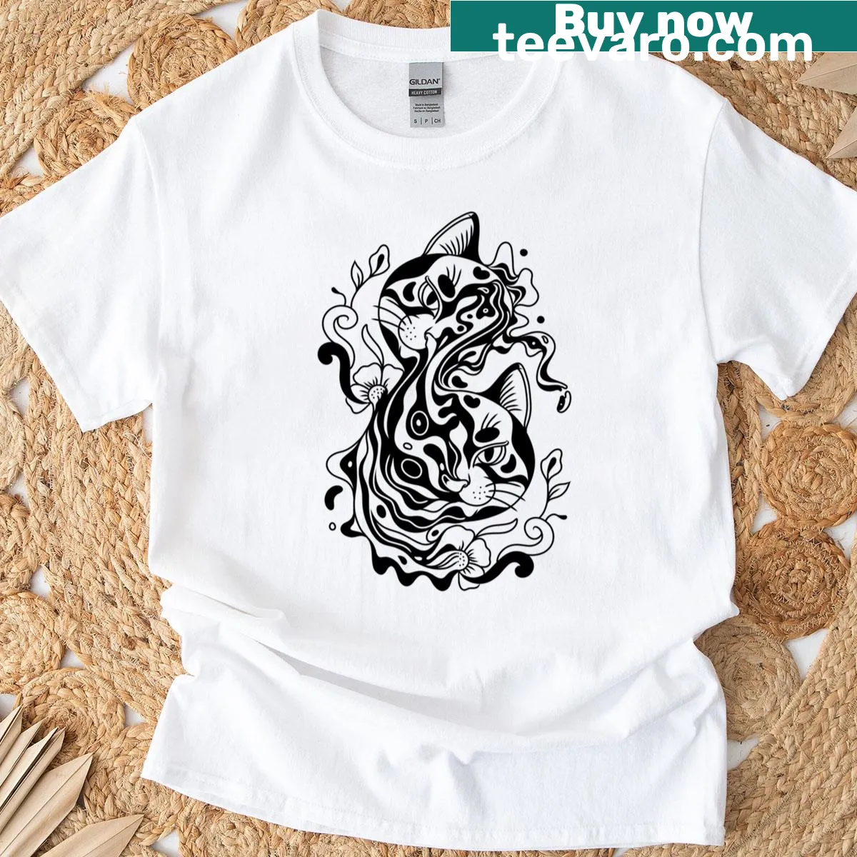 Gato Tres T-shirt featuring playful typography of the word 'Gato' — on a men's t-shirt
