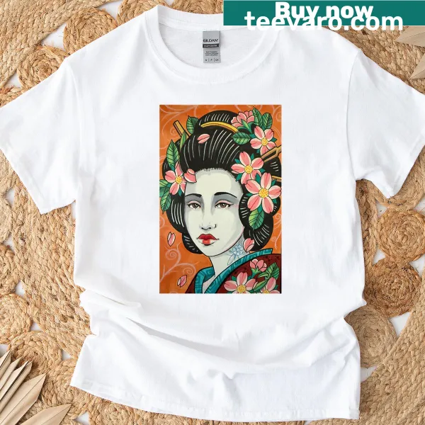 Geisha Blossom t-shirt with elegant illustration