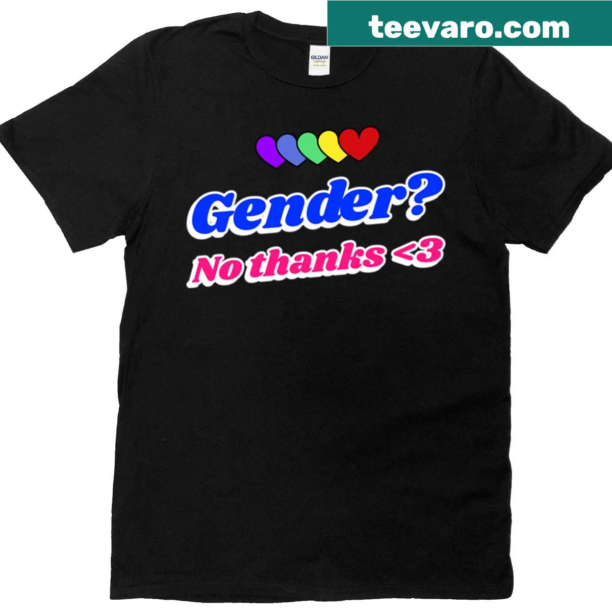 Oversized t-shirt with 'Gender No Thanks' text for nonbinary pride. — on a men's t-shirt