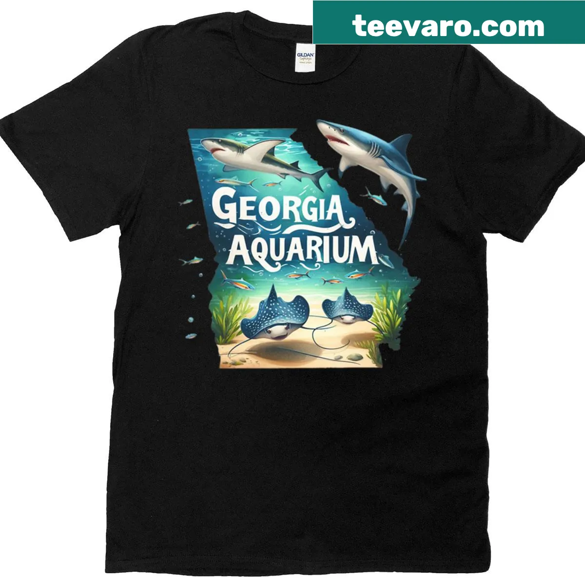 Map design of the Georgia Aquarium on a T-shirt — on a men's t-shirt