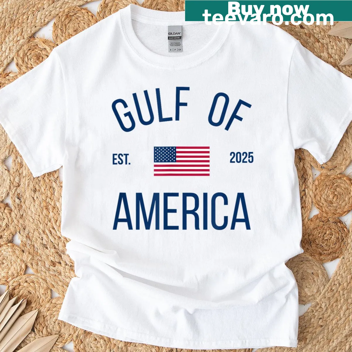 T-shirt with illustration of the Gulf of America — on a men's t-shirt