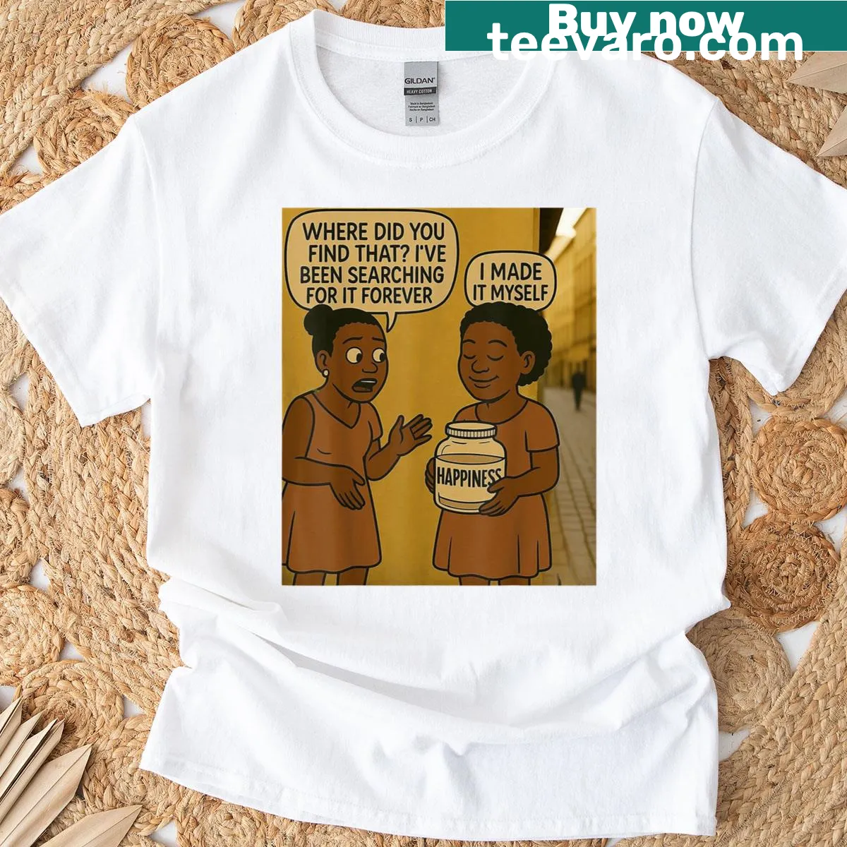 T-shirt featuring the phrase Happiness Jar in typography — on a men's t-shirt
