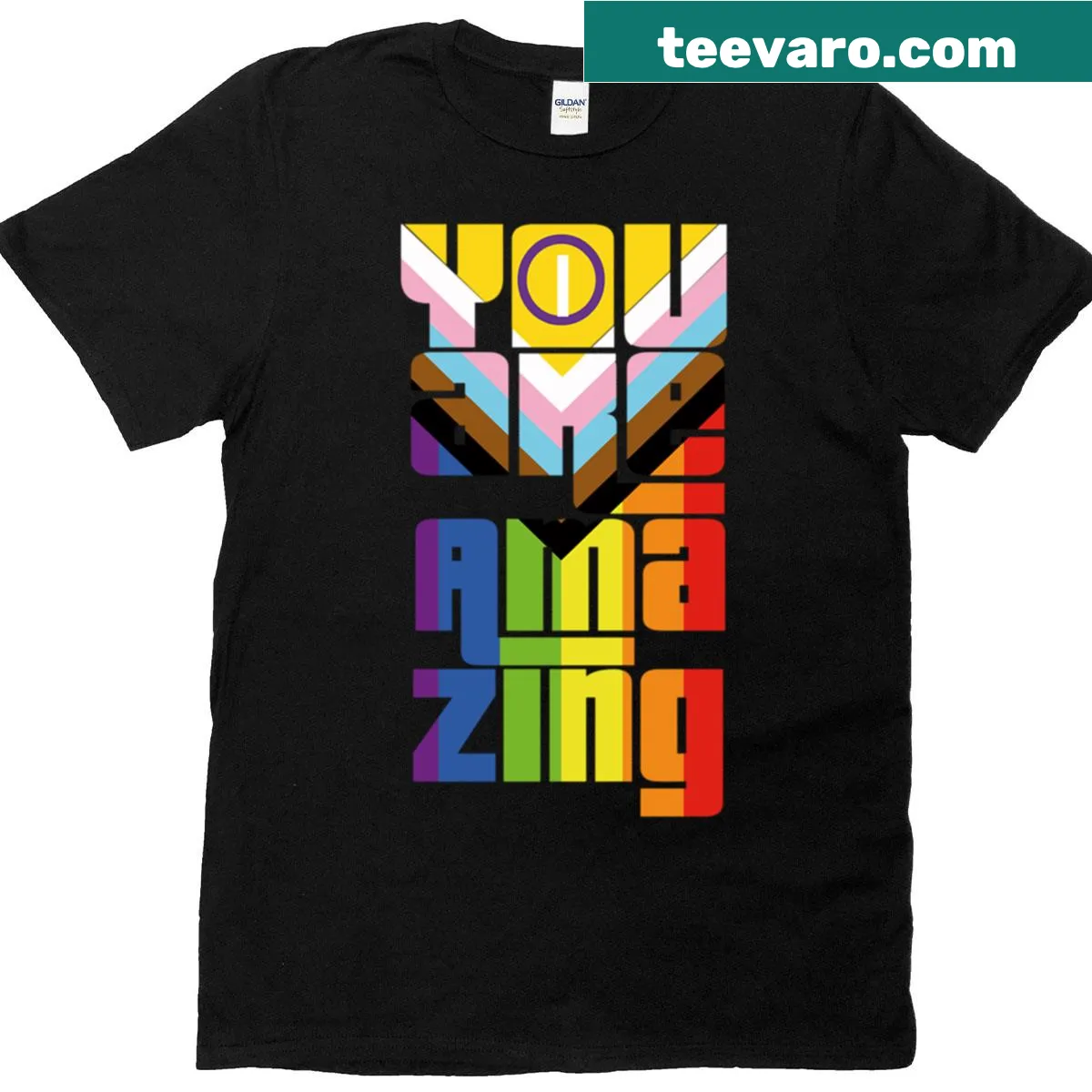 Pride Month themed typography on a unisex t-shirt — on a men's t-shirt
