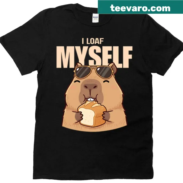 Whimsical oversized T-shirt with 'I Loaf Myself' text