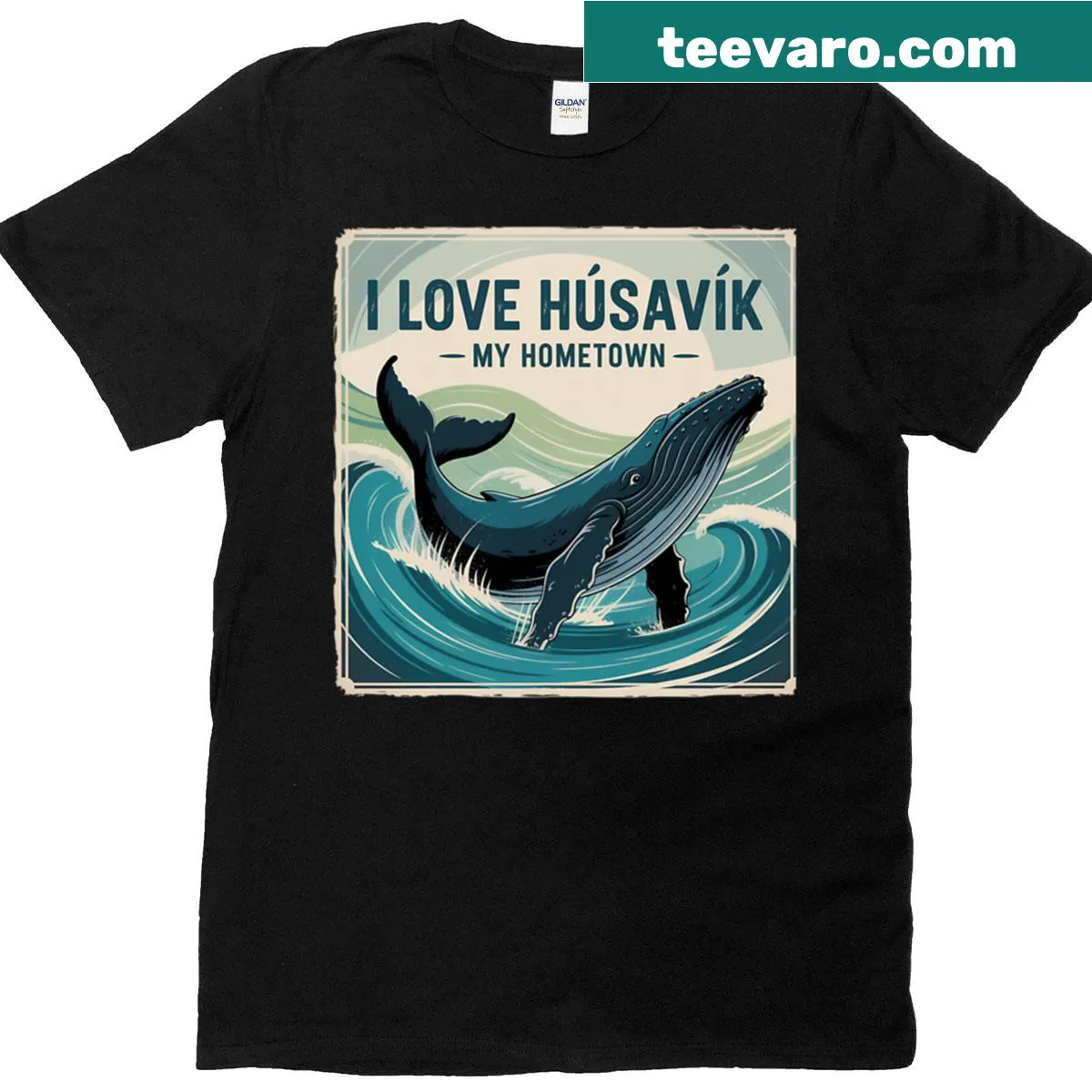 Retro art t-shirt celebrating Hsavk — on a men's t-shirt