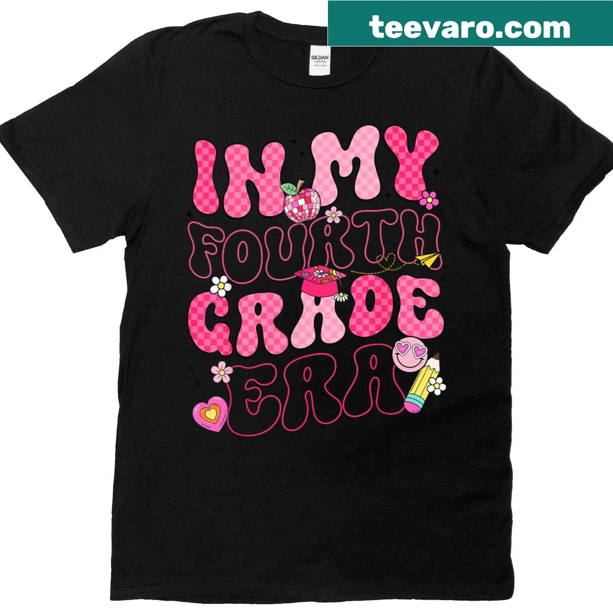 Groovy girl fourth grade era back to school t-shirt — on a men's t-shirt