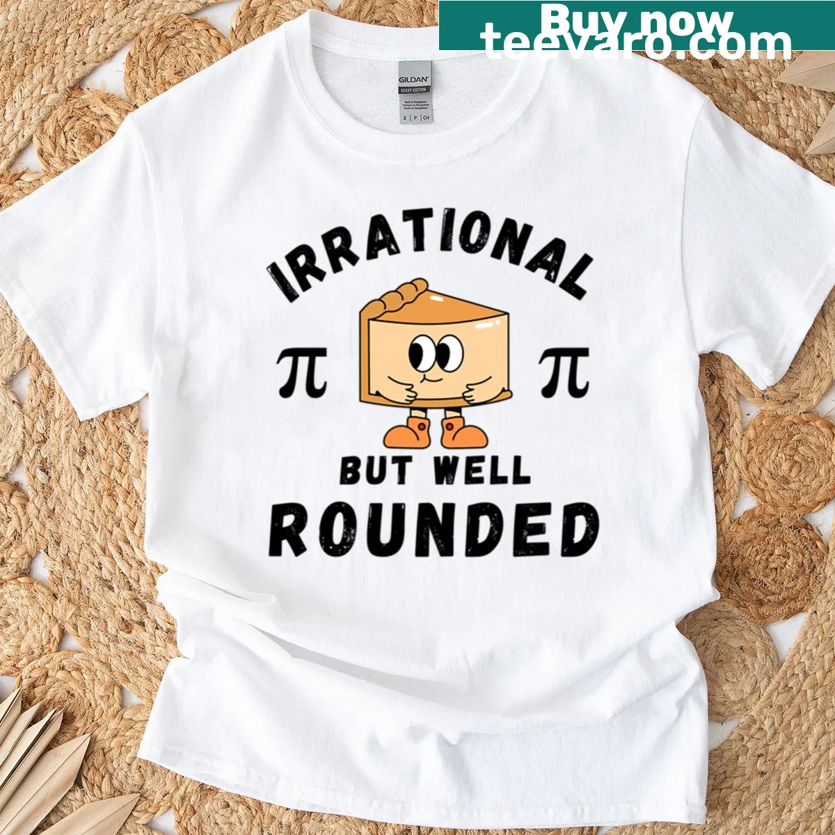 Funny Pi Day t-shirt with pie and pi graphic for math students. — on a men's t-shirt