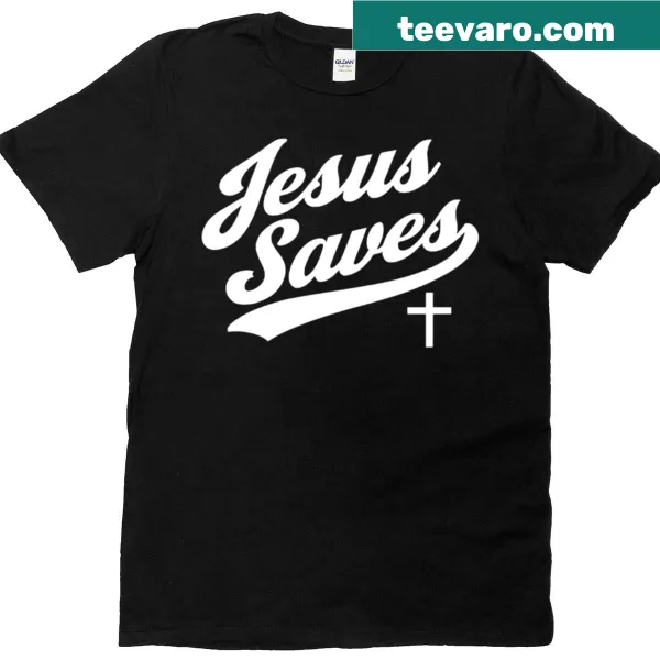 Typography T-shirt with the message 'Jesus Saves'