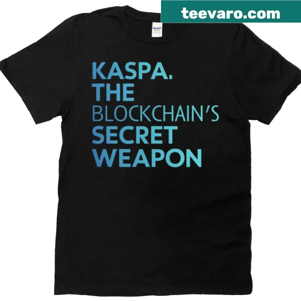 Minimalist typography T-shirt featuring 'Kaspa The Unbought Blockchain'