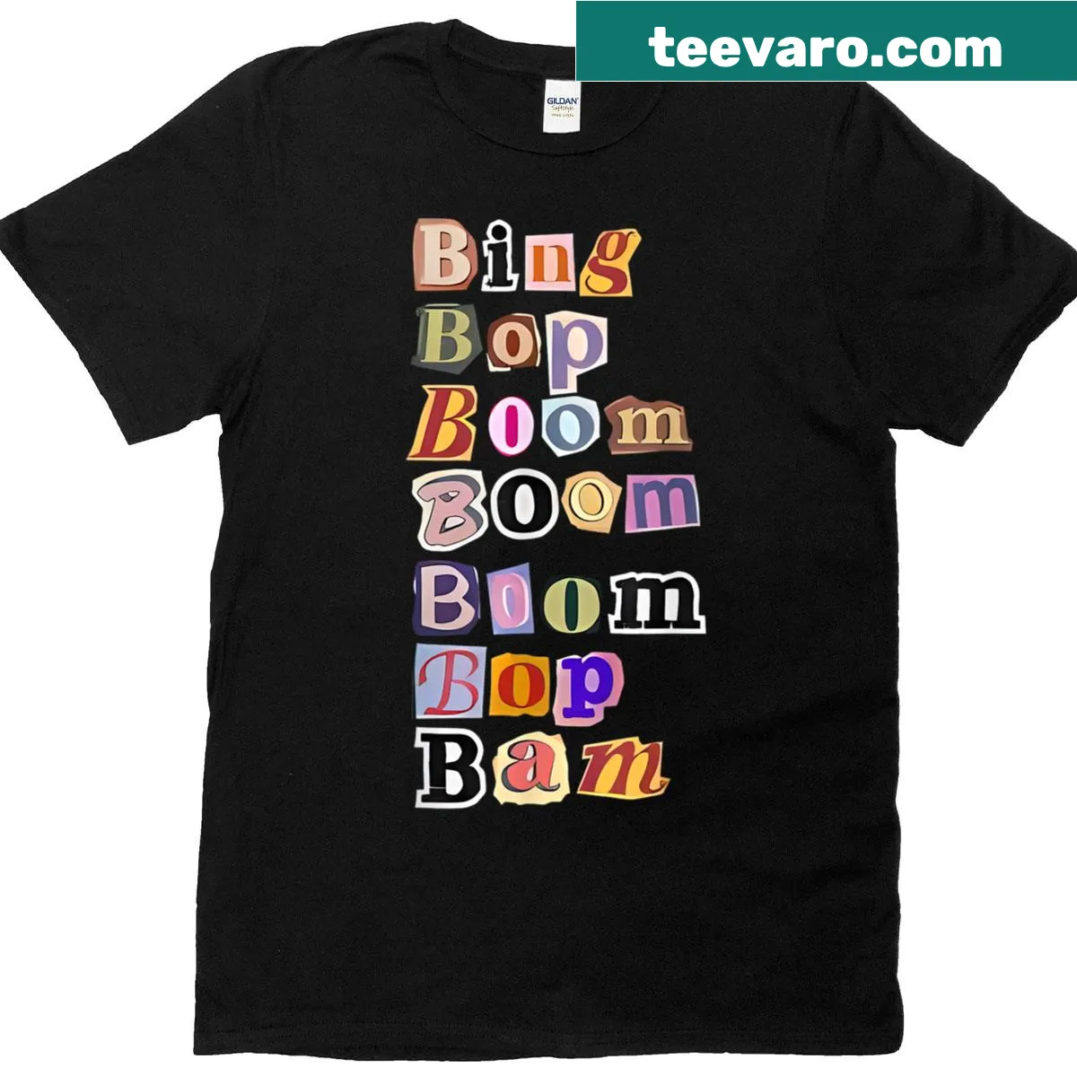 Cartoon T-shirt with 'Ken Bing Bop Boom Boom' meme graphic — on a men's t-shirt