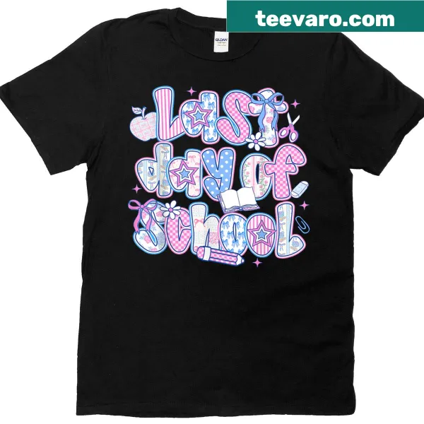 Cheerful t-shirt celebrating the last day of school for kids