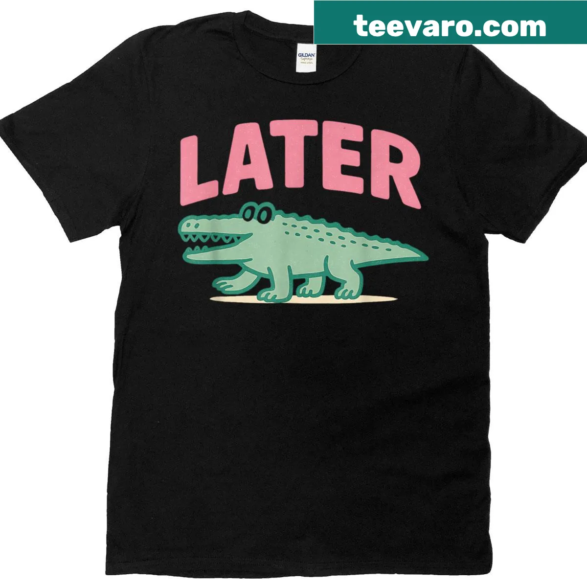 Vintage-style T-shirt with 'Later Gator' phrase and alligator graphic — on a men's t-shirt